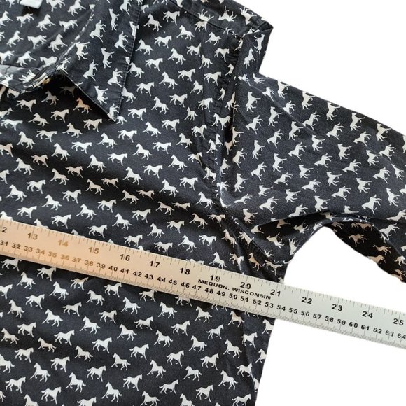 Charter Club Shirt Women's Size L Navy Horse Print Button Down - Picture 3 of 16